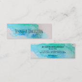 青モダン緑ティール（緑がかった色）水色（ばちゃばちゃ）跳ねるミニバ スキニー名刺 (正面/裏面)