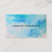 青モダン緑ティール(緑がかった色)水色(ばちゃばちゃ)跳ねる 名刺 (正面)