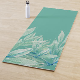 青モダン緑海抽象芸術植物水色 ヨガマット
