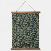 青モダン緑金ゴールド熱帯離れ緑色 吊り下げ型タペストリー (正面)