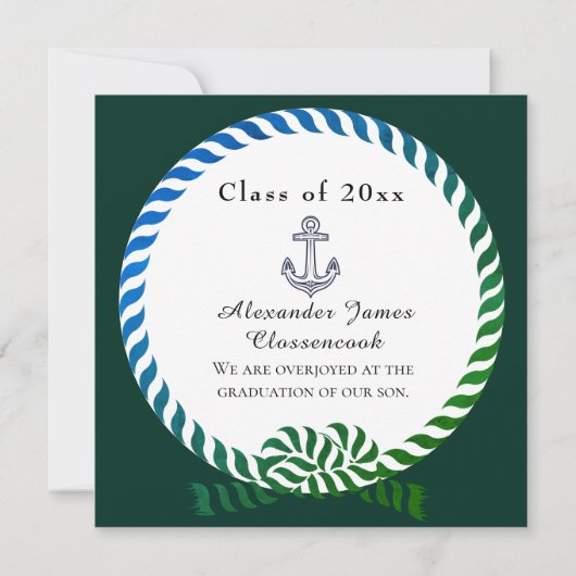 青モダン緑1写真卒業 案内状 (裏面)