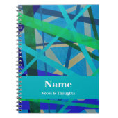 青モダン線と緑の線の抽象芸術 ノートブック (正面)