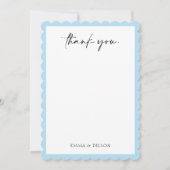 青モダン縁どカップル結婚ズサンキューカード サンキューカード (正面)