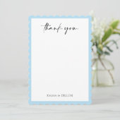 青モダン縁どカップル結婚ズサンキューカード サンキューカード (スタンド正面)