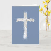 青モダン背景の白い十字 カード (黄色い花)