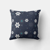 青モダン背景抽象芸術シームレスフローラ クッション (裏面)