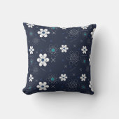 青モダン背景抽象芸術シームレスフローラ クッション (正面)