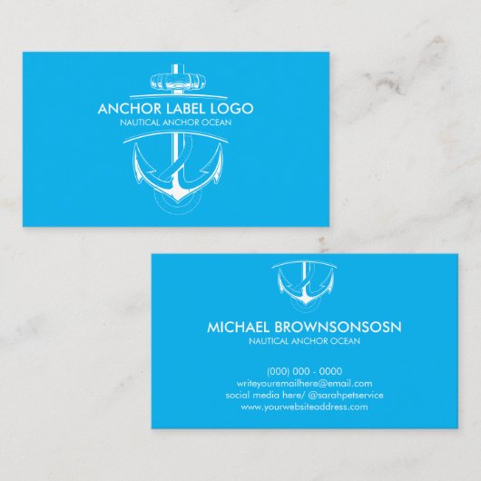 青モダン航海のいかり 名刺 (正面/裏面)