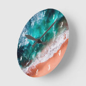 青モダン航海の海海ビーチ ラウンド壁時計 (傾斜)