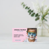 青モダン色とピンクのパーティーカラフル画家 名刺 (スタンド正面)