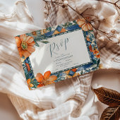 青モダン色と白のフローラタ地中海のイル 出欠カード