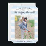 青モダン色と白ストライプ色 |写真の保存日付 セーブザデート<br><div class="desc">青モダン色と白ストライプ色 |写真カードの保存</div>