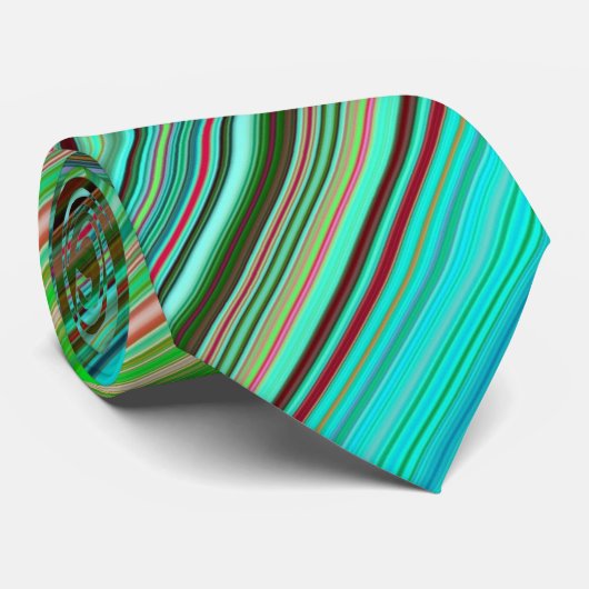 青モダン色と緑の角ストライプ付きレンズパターンメンズ ネクタイ (ロール)