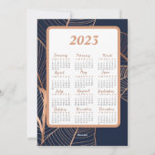 青モダン色と金ゴールドの応援新年のカレンダー写真 シーズンカード (裏面)