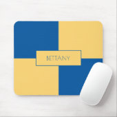 青モダン色と黄市松模様に色 マウスパッド (マウス)