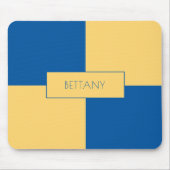 青モダン色と黄市松模様に色 マウスパッド (正面)