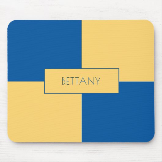 青モダン色と黄市松模様に色 マウスパッド (正面)