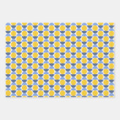 青モダン色と黄色の幾何形状 ラッピングペーパーシート (正面3)