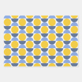 青モダン色と黄色の幾何形状 ラッピングペーパーシート (正面)