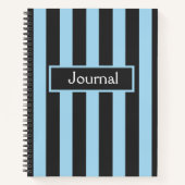 青モダン色と黒のはっきりしたストライプ ノートブック (正面)