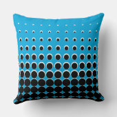 青モダン色と黒のハーフトーンのドット クッション (裏面)