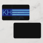 青モダン色と黒の背景 名刺 (正面/裏面)