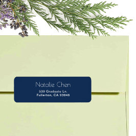 青モダン色のエレガントフォント差出人住所ラベル ラベル