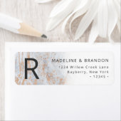 青モダン色のビー玉と銅差出人住所 ラベル (インサイチュ)