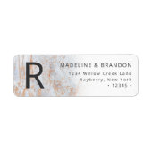 青モダン色のビー玉と銅差出人住所 ラベル (正面)