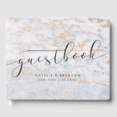 青モダン色のビー玉と銅秋の結婚式 ゲストブック (正面)