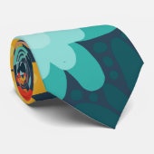 青モダン色のフローラ ネクタイ (ロール)