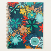 青モダン色のフローラ プランナー手帳 (正面)