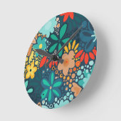 青モダン色のフローラ ラウンド壁時計 (傾斜)