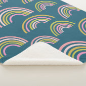 青モダン色のレインボーパターン シェルパブランケット (3/4)