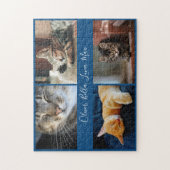 青モダン色の写真カスタムコラージュのスクリプト名 ジグソーパズル (縦)