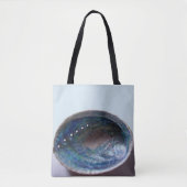 青モダン色の天然の海の貝殻 トートバッグ (正面)