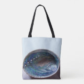 青モダン色の天然の海の貝殻 トートバッグ (裏面)