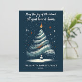 青モダン色の木と蝋燭 シーズンカード (スタンド正面)