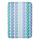 青モダン色の波パターン バスマット (正面縦)