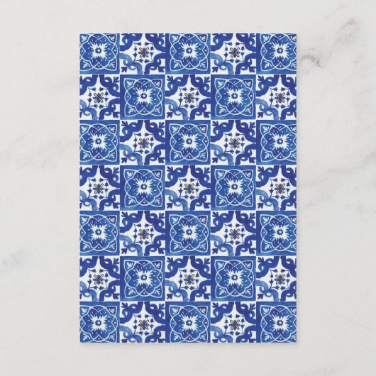 青モダン色の白地中海のい披露宴 エンクロージャーカード (裏面)