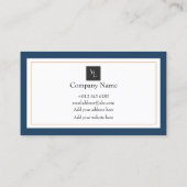 青モダン色の白金ゴールドサンキューカード 名刺 (裏面)