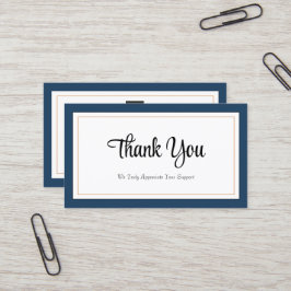 青モダン色の白金ゴールドサンキューカード 名刺