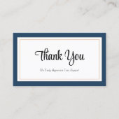 青モダン色の白金ゴールドサンキューカード 名刺 (正面)