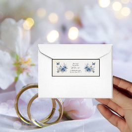 青モダン色の花と蝶の結婚アドル ラベル