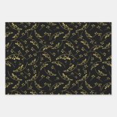 青モダン色の薄紫黄色の果実パターン ラッピングペーパーシート (正面3)