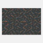 青モダン色の薄紫黄色の果実パターン ラッピングペーパーシート (正面)