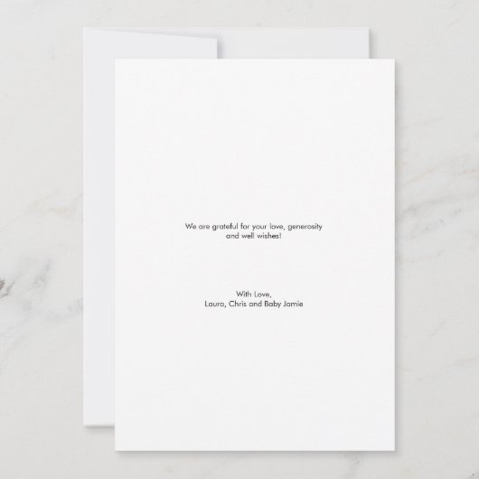 青モダン色の複数写真男の赤ちゃんシャワー サンキューカード (裏面)