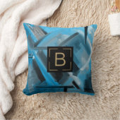 青モダン色の黒い抽象芸術アート図形 クッション (ブランケット)