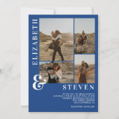 青モダン色アンパサンド5フォトグ結婚リッド 招待状 (正面)