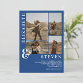 青モダン色アンパサンド5フォトグ結婚リッド 招待状 (スタンド正面)